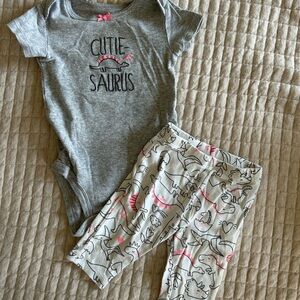 Carter's Gray and Pink outfit with Whimsical Dino Design